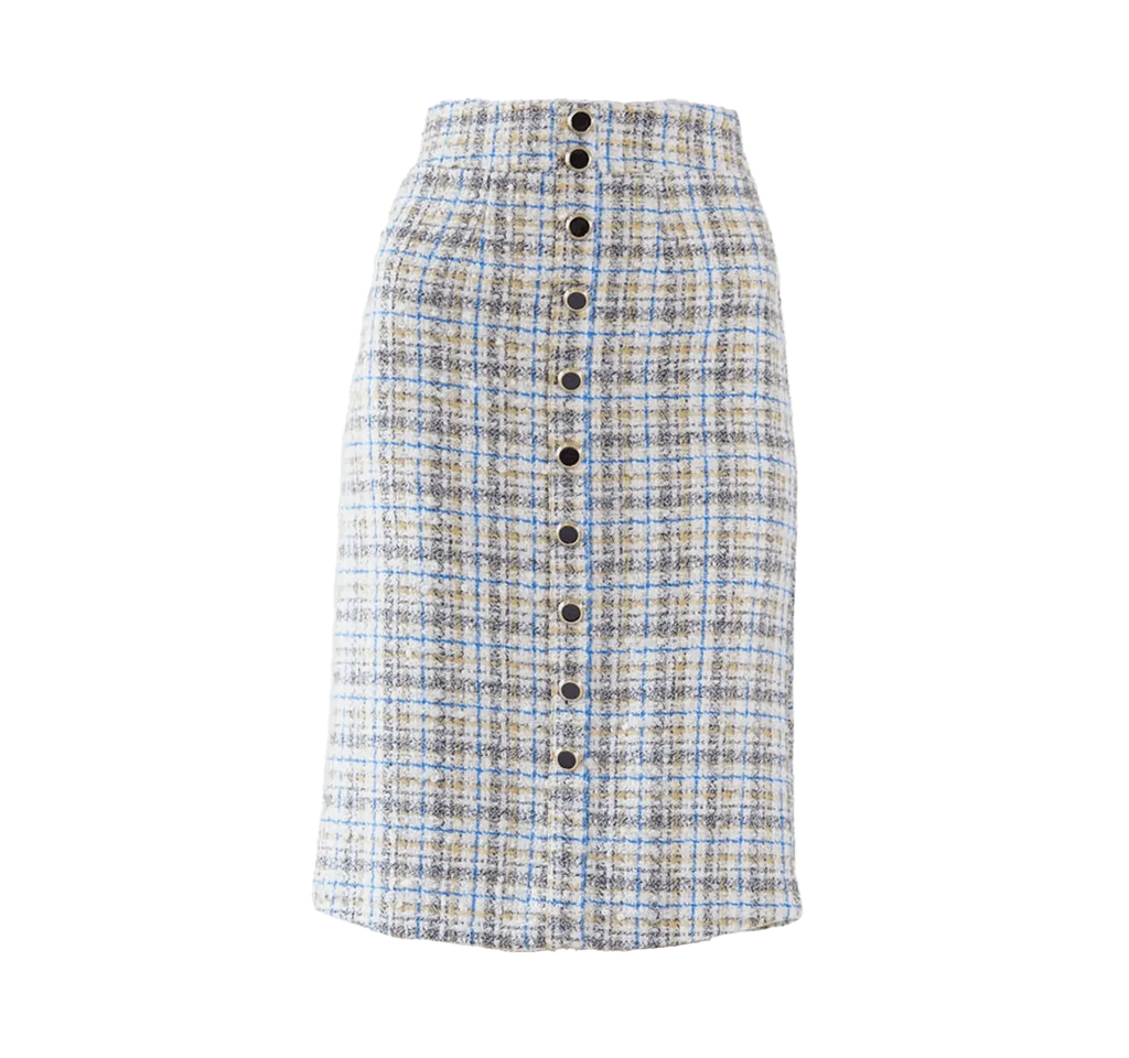 Luxe Plaid Tweed Pencil Skirt by Le Réussi® Le Réussi®