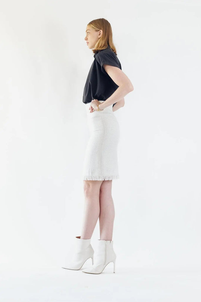 Luxe White Mini Tweed Skirt by Le Réussi® Le Réussi®