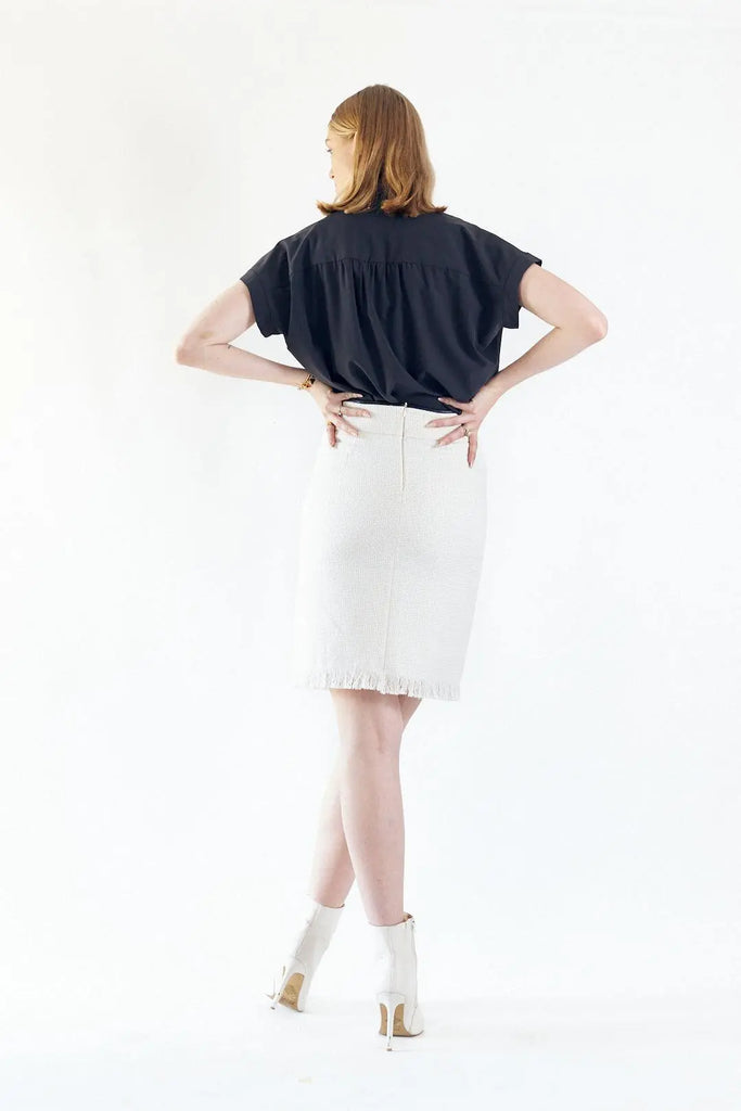 Luxe White Mini Tweed Skirt by Le Réussi® Le Réussi®