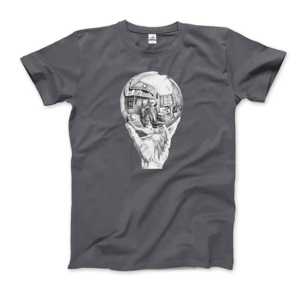 M.C. Escher Hand with Reflective Globe T-Shirt by Art-O-Rama Shop ART-O-RAMA-SHOP