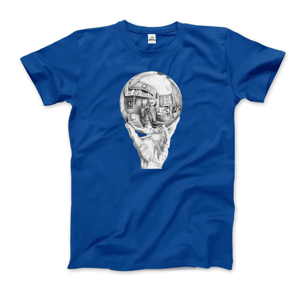 M.C. Escher Hand with Reflective Globe T-Shirt by Art-O-Rama Shop ART-O-RAMA-SHOP
