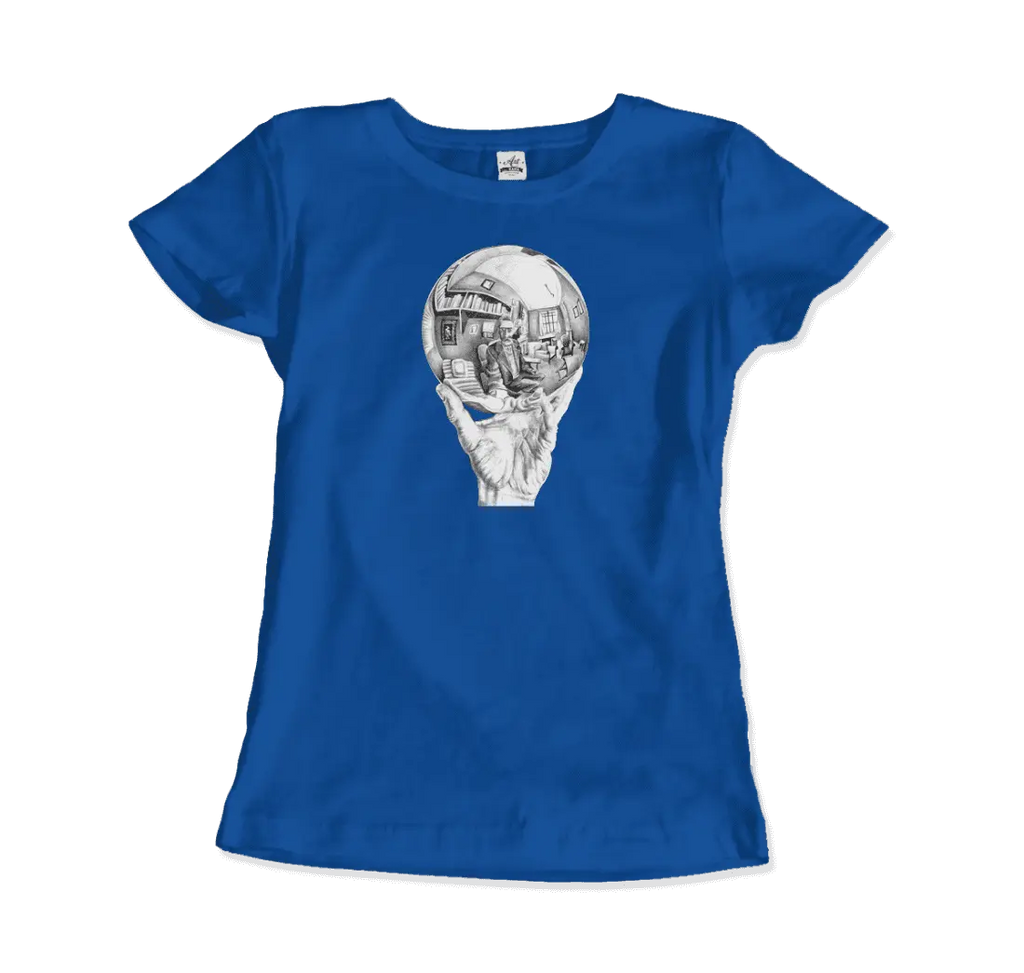 M.C. Escher Hand with Reflective Globe T-Shirt by Art-O-Rama Shop ART-O-RAMA-SHOP