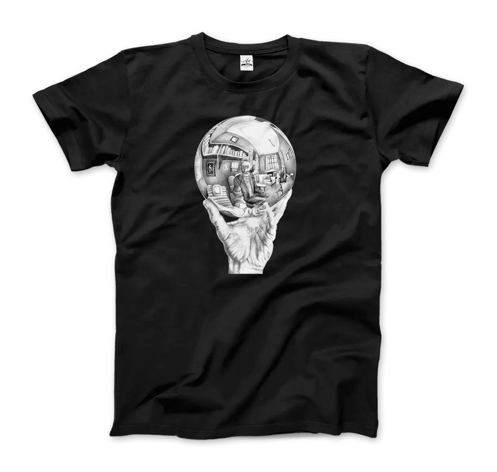 M.C. Escher Hand with Reflective Globe T-Shirt by Art-O-Rama Shop ART-O-RAMA-SHOP