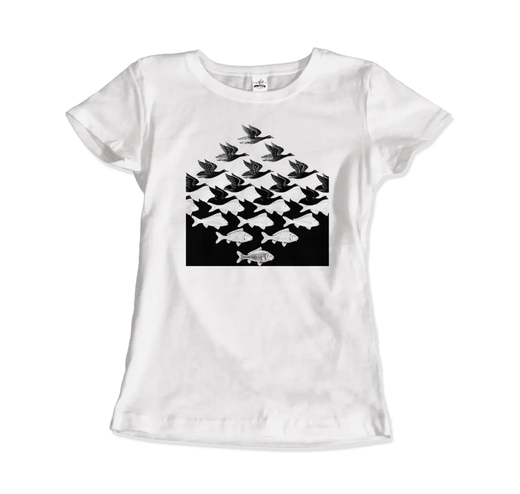 MC Escher Sky and Water I Art T-Shirt by Art-O-Rama Shop ART-O-RAMA-SHOP