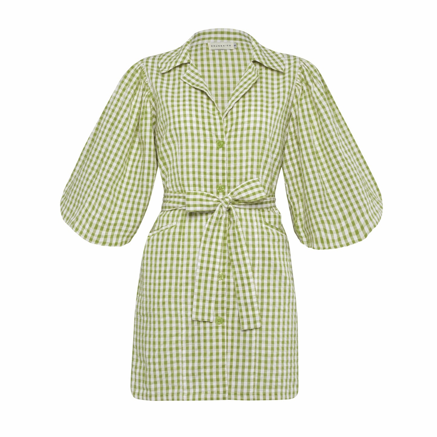 The Meghan Mini Gingham Dress, in Olive Green
