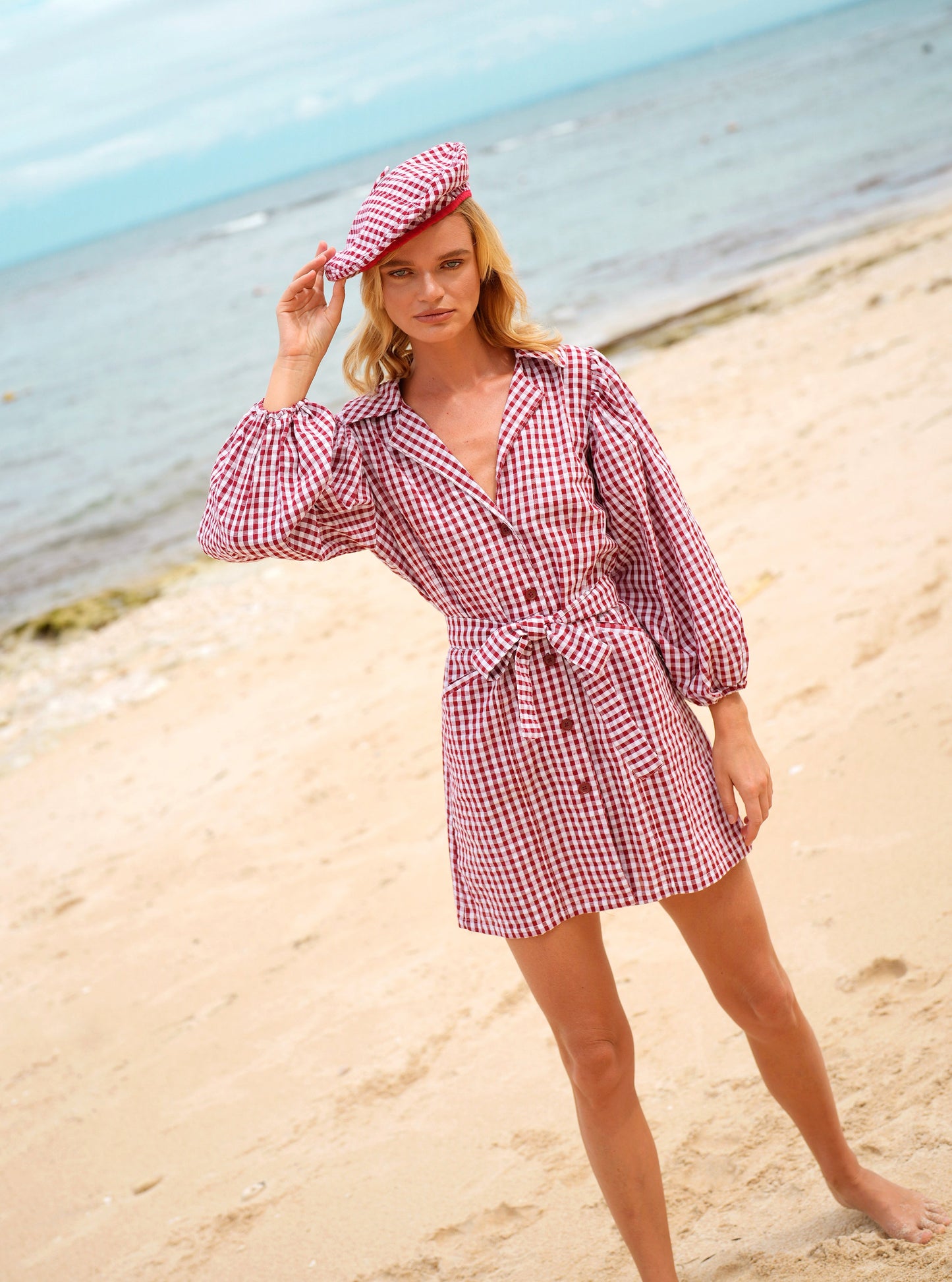 The Meghan Mini Gingham Dress, in Red