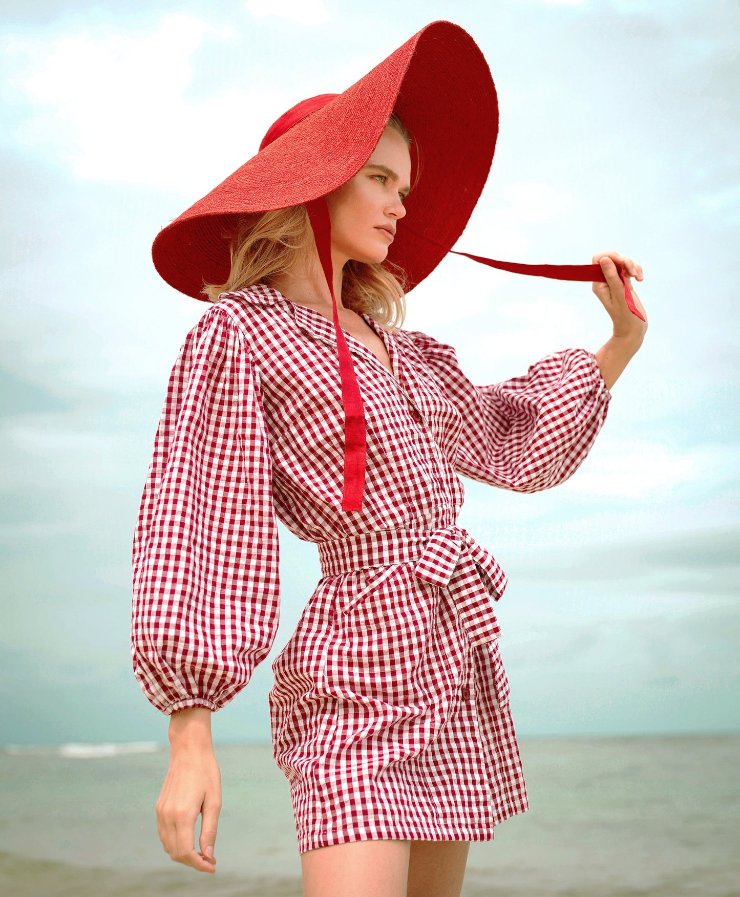 The Meghan Mini Gingham Dress, in Red