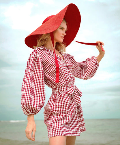 The Meghan Mini Gingham Dress, in Red