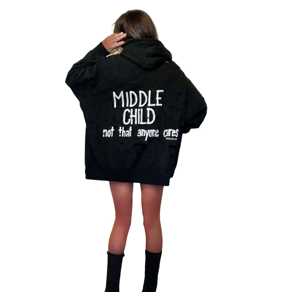 'MIDDLE' PAINTED HOODIE by Wren + Glory Wren + Glory