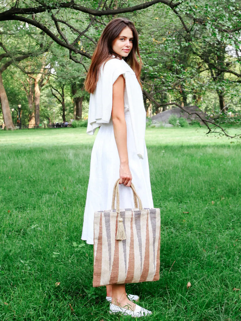 Maja Jute Canvas Tote Bag by KORISSA KORISSA