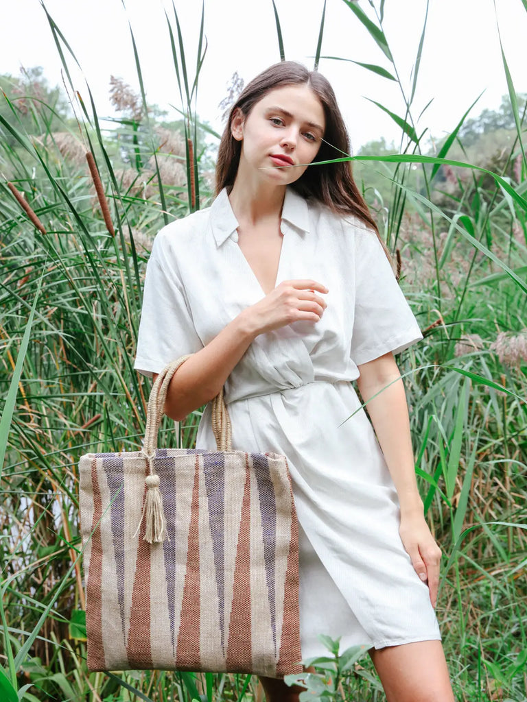 Maja Jute Canvas Tote Bag by KORISSA KORISSA