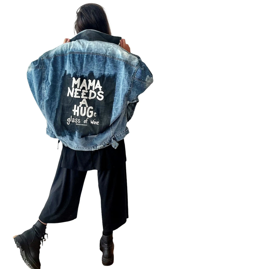 'Mama Needs A Hug' Denim Jacket by Wren + Glory Wren + Glory