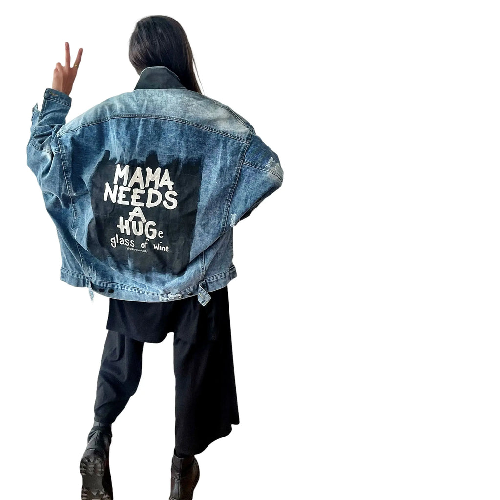 'Mama Needs A Hug' Denim Jacket by Wren + Glory Wren + Glory