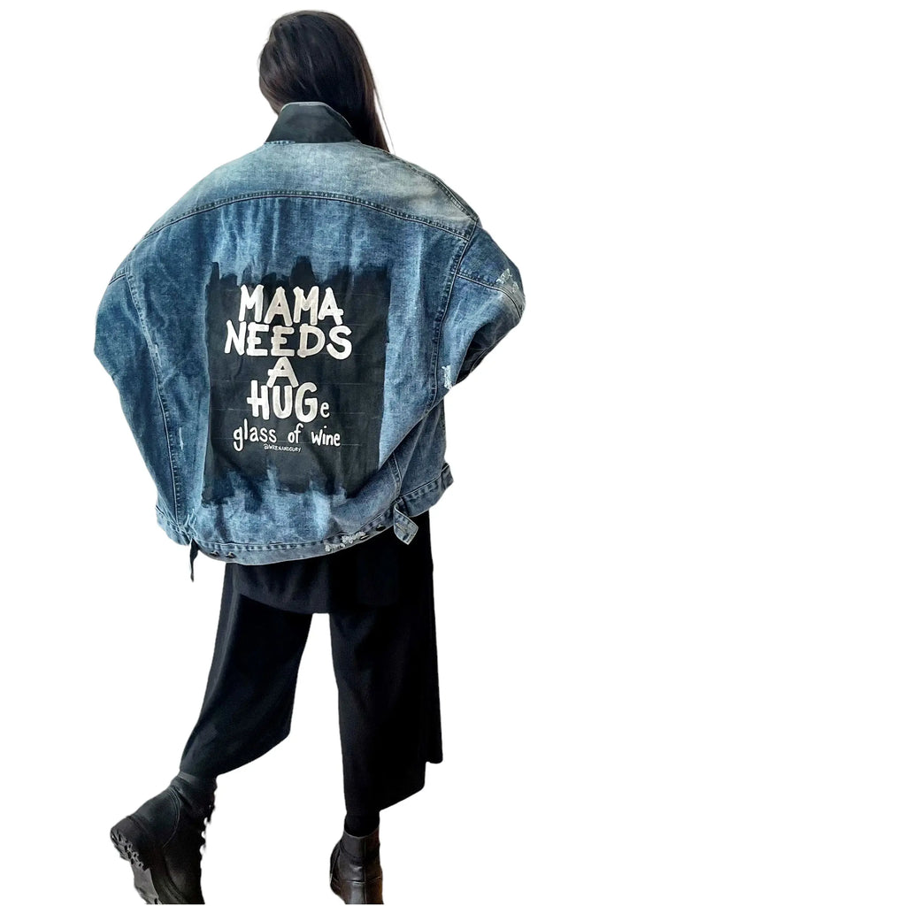 'Mama Needs A Hug' Denim Jacket by Wren + Glory Wren + Glory
