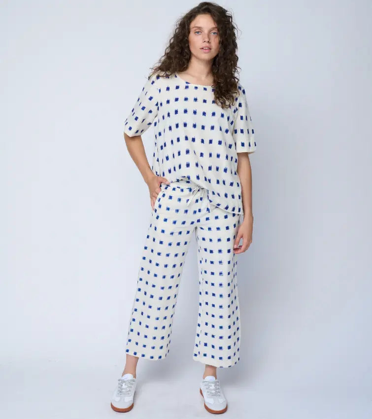 Mare Boxy Cropped Shirt Ikat Squares by And For Good And For Good