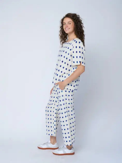 Mare Boxy Cropped Shirt Ikat Squares by And For Good And For Good