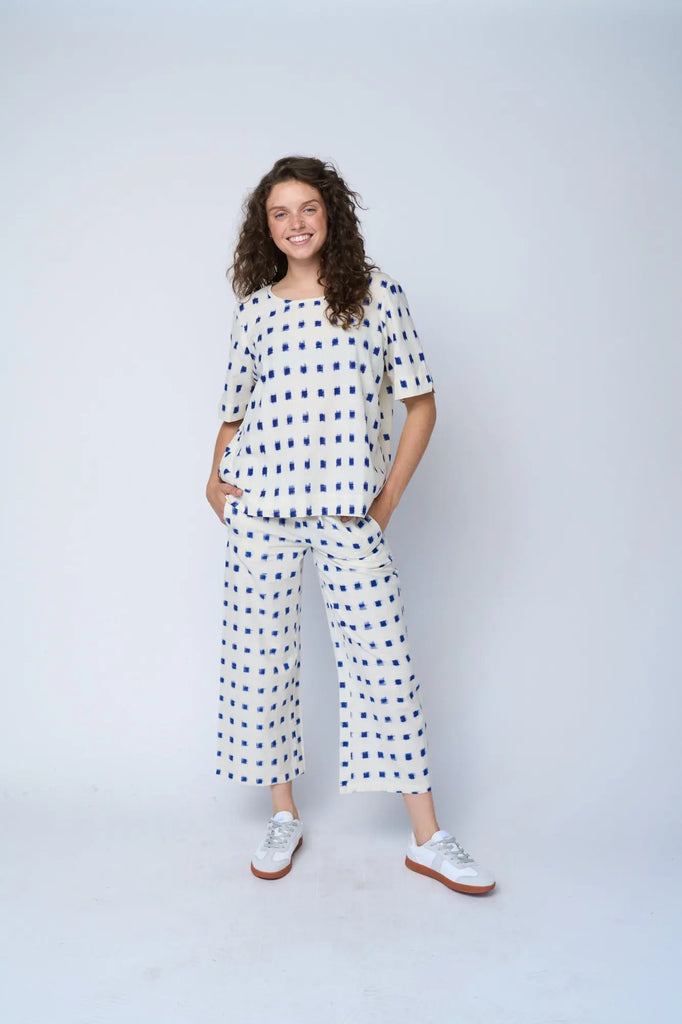 Mare Boxy Cropped Shirt Ikat Squares by And For Good And For Good