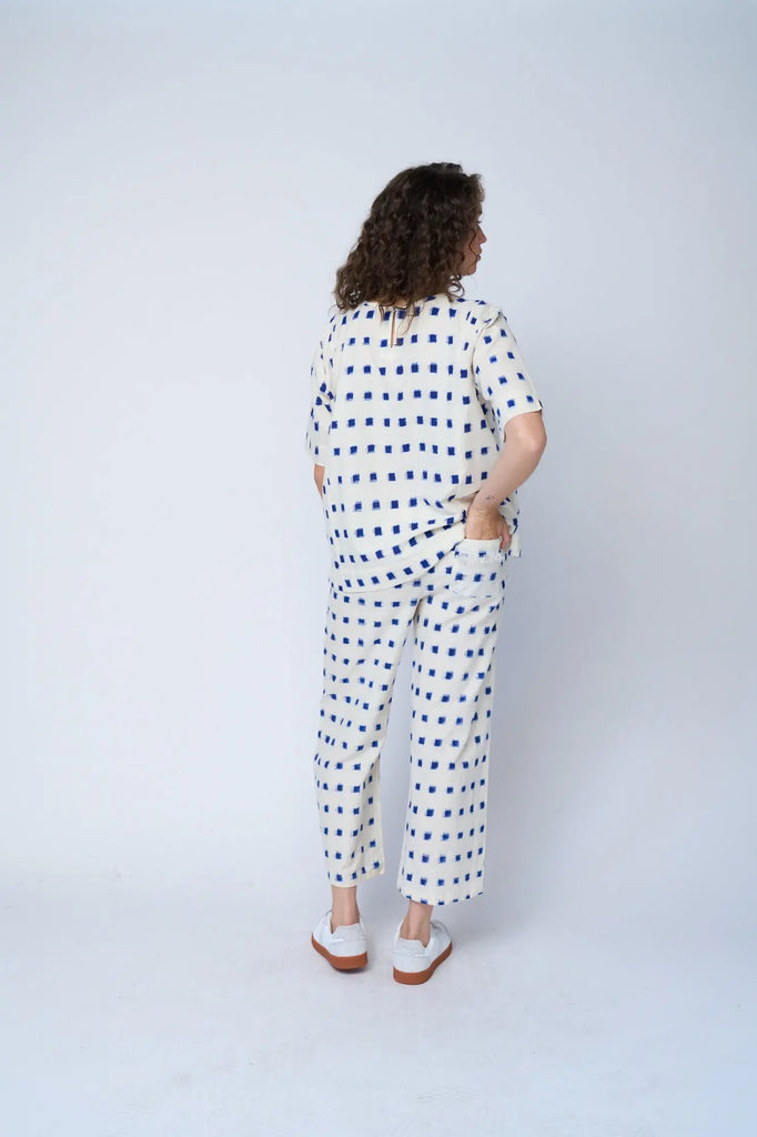 Mare Boxy Cropped Shirt Ikat Squares by And For Good And For Good