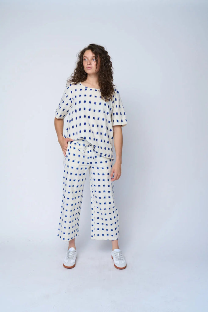 Mare Boxy Cropped Shirt Ikat Squares by And For Good And For Good