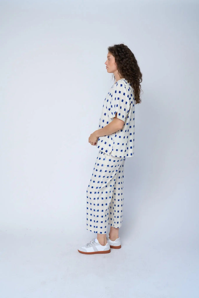 Mare Boxy Cropped Shirt Ikat Squares by And For Good And For Good