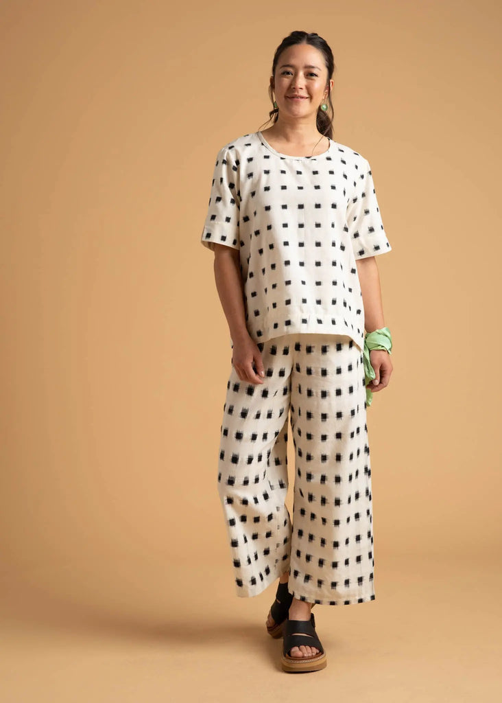 Mare Boxy Cropped Shirt Ikat Squares by And For Good And For Good