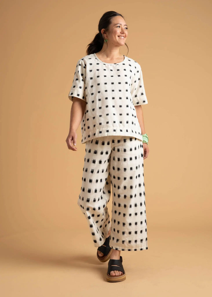 Mare Boxy Cropped Shirt Ikat Squares by And For Good And For Good