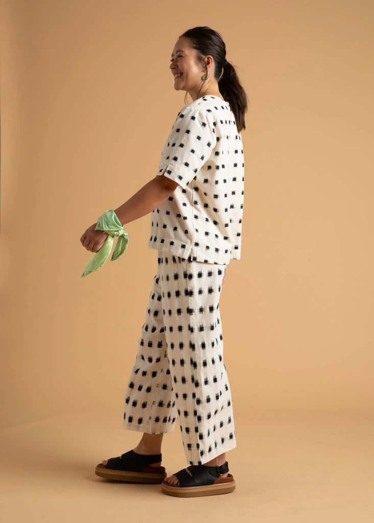 Mare Boxy Cropped Shirt Ikat Squares by And For Good And For Good