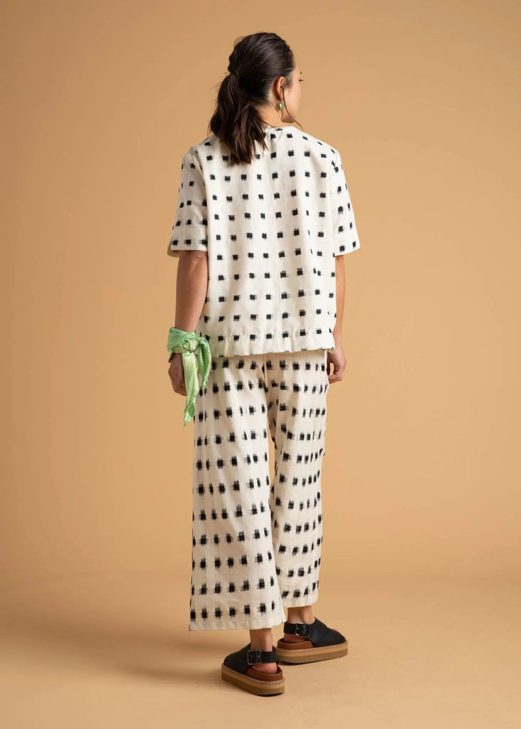 Mare Boxy Cropped Shirt Ikat Squares by And For Good And For Good