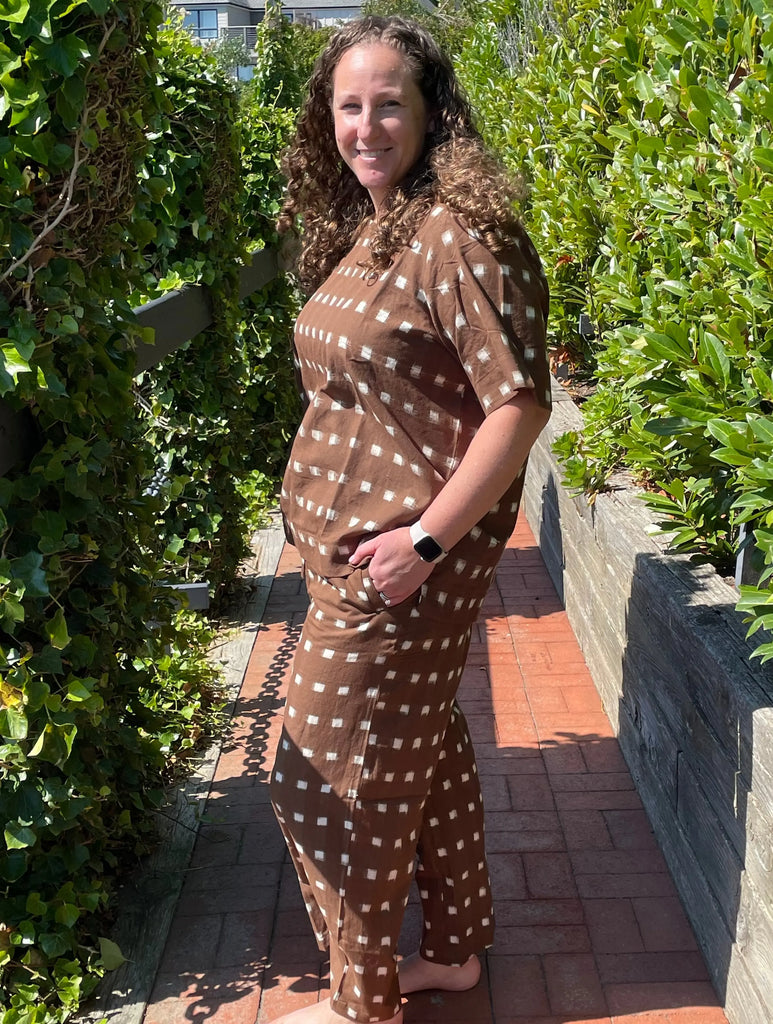 Mare Boxy Cropped Shirt Ikat Squares by And For Good And For Good