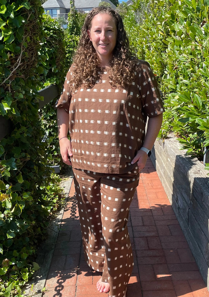 Mare Boxy Cropped Shirt Ikat Squares by And For Good And For Good