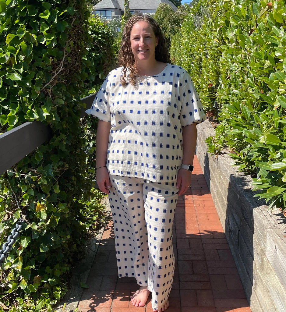 Mare Boxy Cropped Shirt Ikat Squares by And For Good And For Good