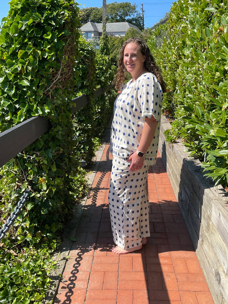 Mare Boxy Cropped Shirt Ikat Squares by And For Good And For Good