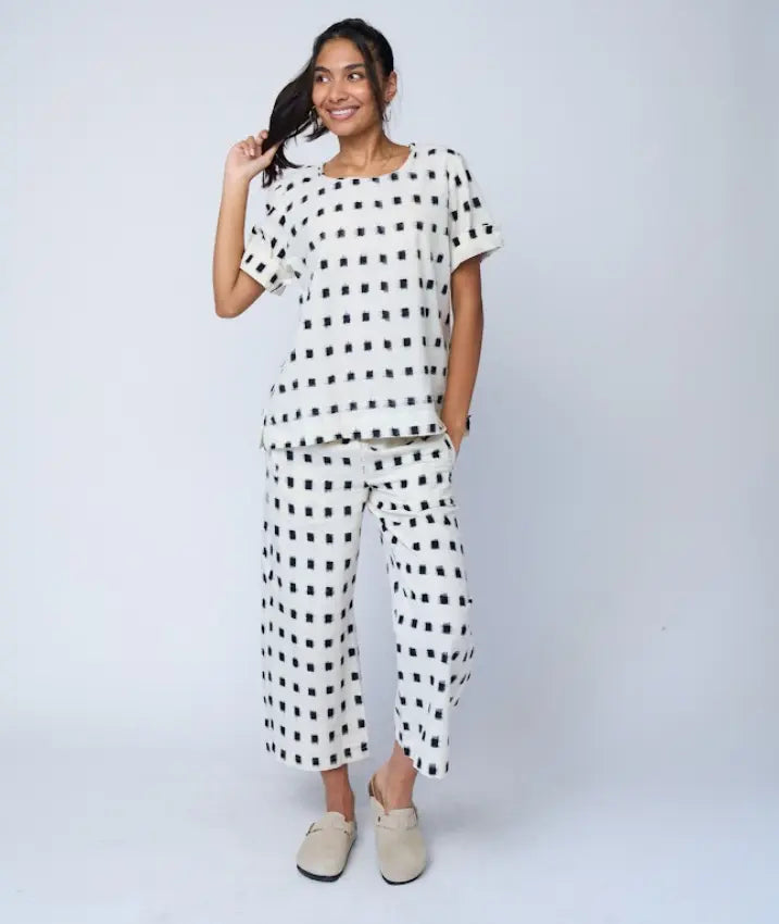 Mare Boxy Cropped Shirt Ikat Squares by And For Good And For Good