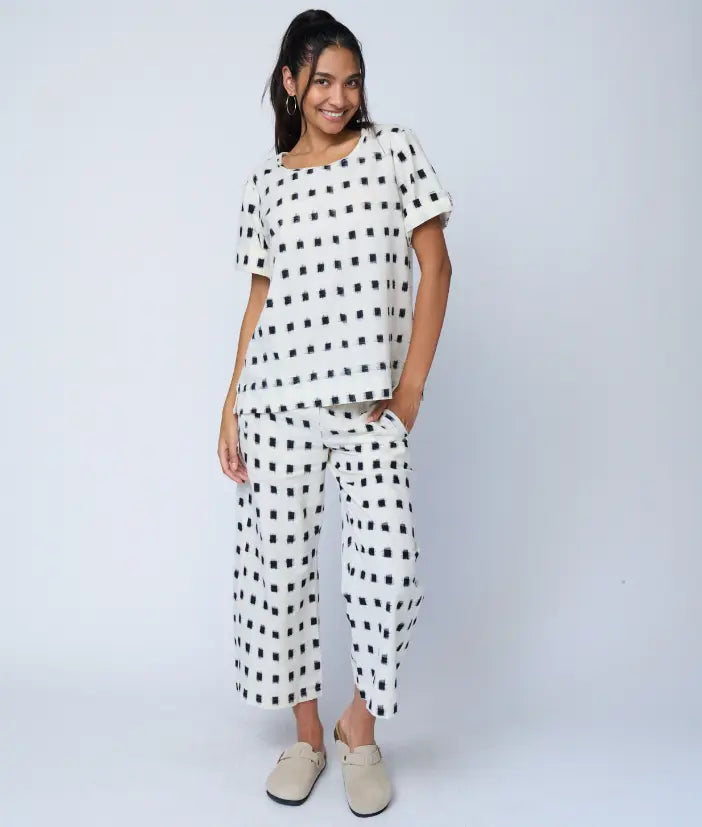 Mare Boxy Cropped Shirt Ikat Squares by And For Good And For Good