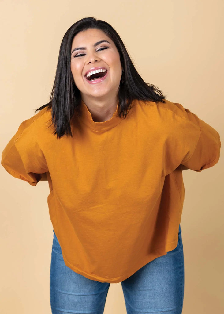 Mare Mock Neck Top - Marigold by And For Good And For Good