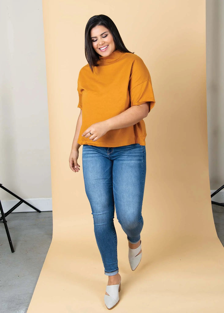 Mare Mock Neck Top - Marigold by And For Good And For Good