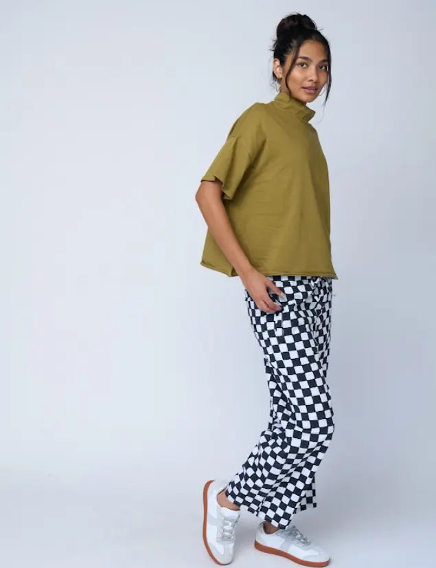 Mare Mock Neck Top - Olive Oil by And For Good And For Good