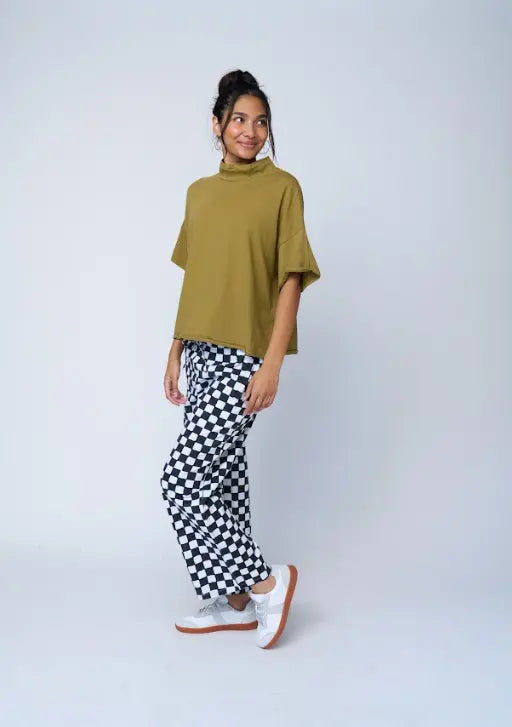 Mare Mock Neck Top - Olive Oil by And For Good And For Good