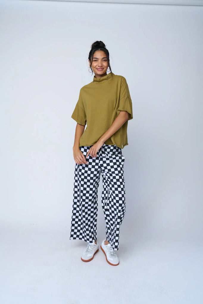 Mare Mock Neck Top - Olive Oil by And For Good And For Good