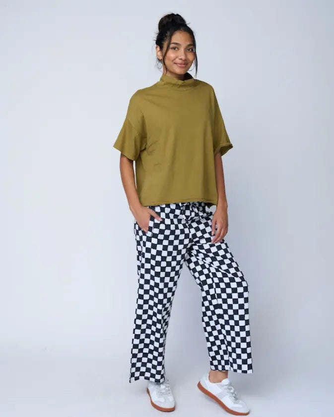 Mare Mock Neck Top - Olive Oil by And For Good And For Good