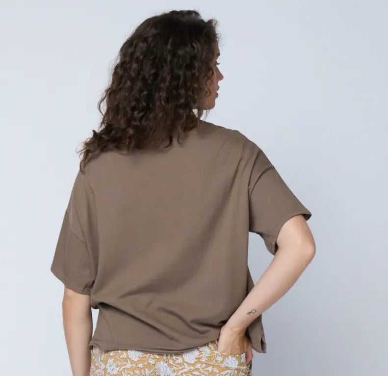 Mare Mock Neck Top - Warm Gray by And For Good And For Good