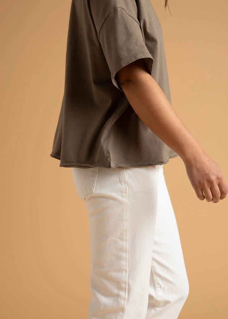 Mare Mock Neck Top - Warm Gray by And For Good And For Good