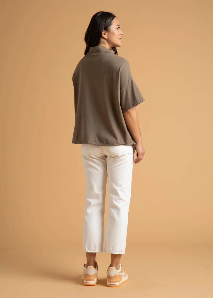 Mare Mock Neck Top - Warm Gray by And For Good And For Good