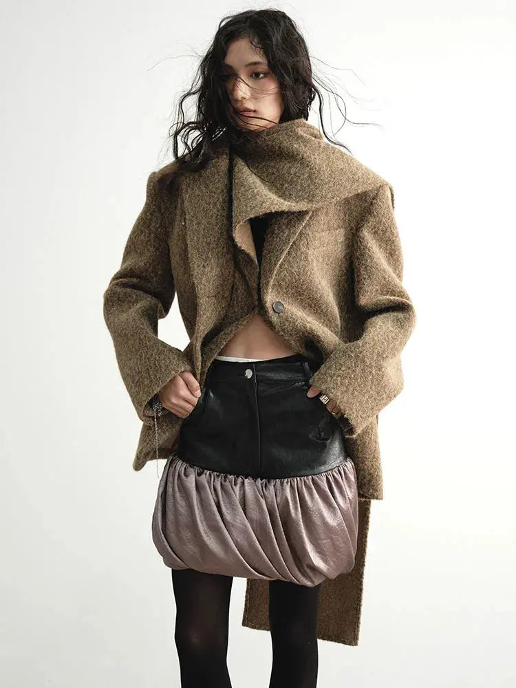 Masterdie Fuzzy Scarf Coat by Marigold Shadows Marigold Shadows