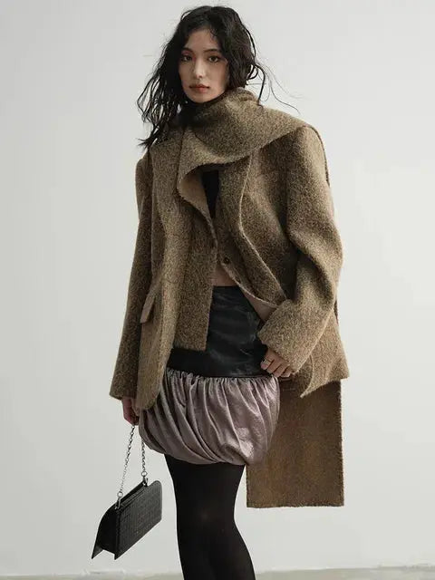 Masterdie Fuzzy Scarf Coat by Marigold Shadows Marigold Shadows