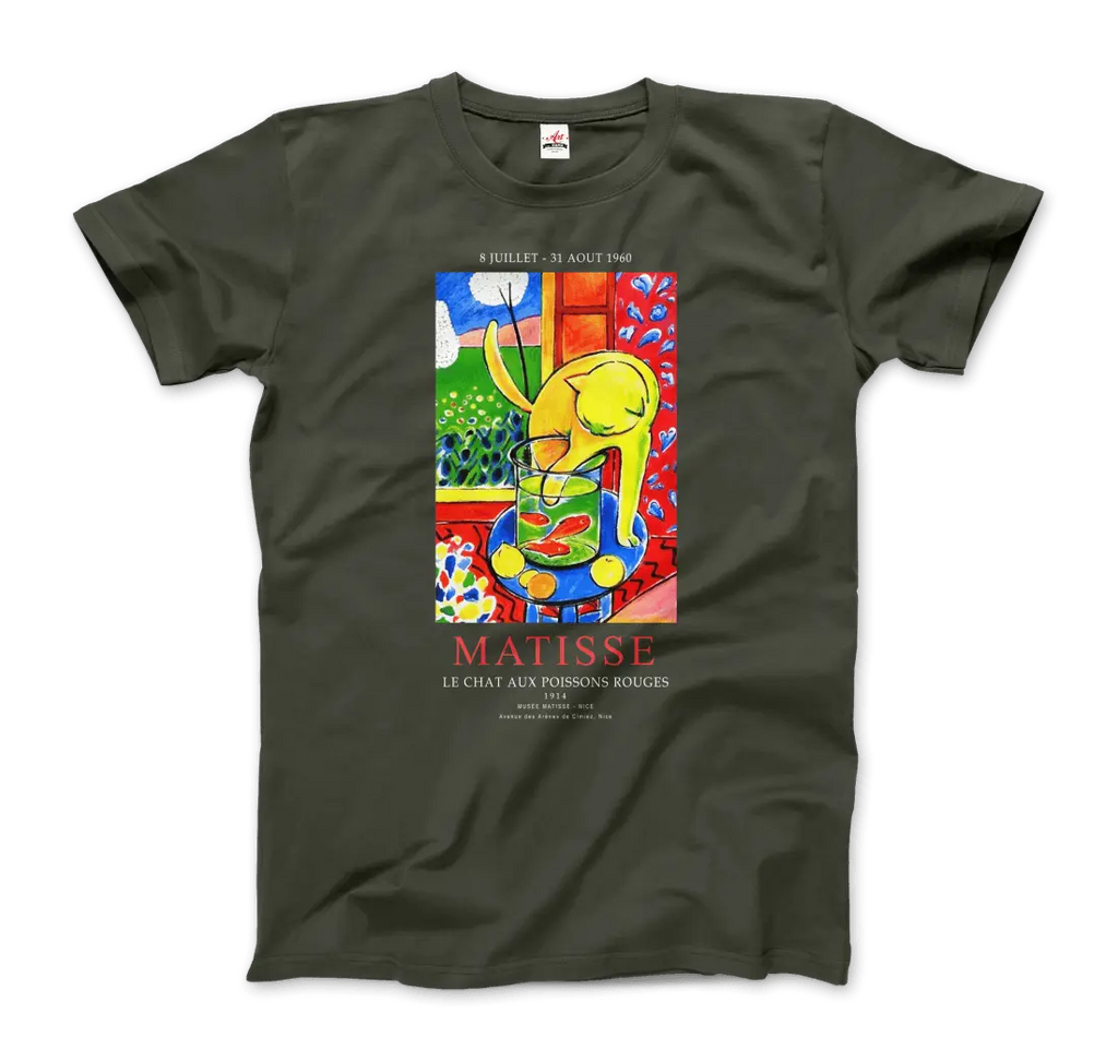 Matisse - Exhibition, Le Chat Aux Poissons Rouges (The Cat) Art T-Shirt by Art-O-Rama Shop ART-O-RAMA-SHOP