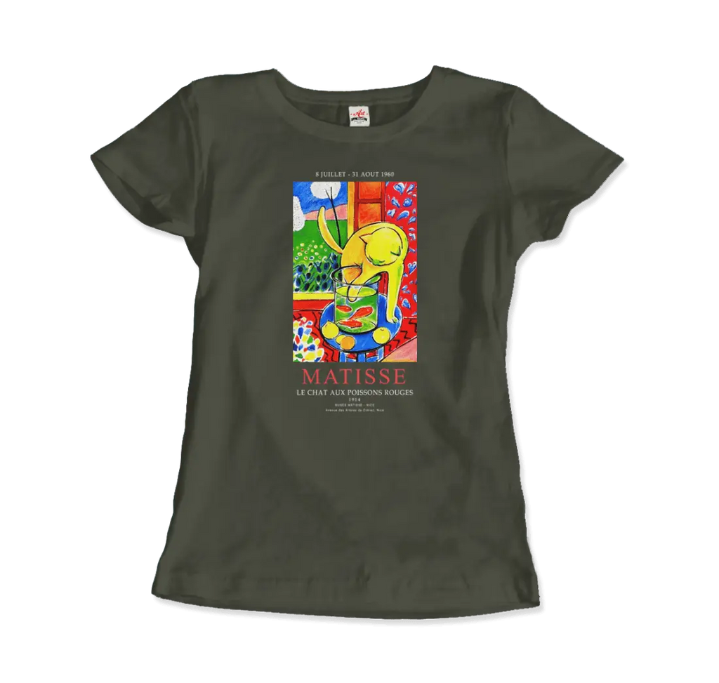 Matisse - Exhibition, Le Chat Aux Poissons Rouges (The Cat) Art T-Shirt by Art-O-Rama Shop ART-O-RAMA-SHOP