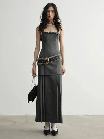 Meecie Pleated Halter Dress by Marigold Shadows Marigold Shadows