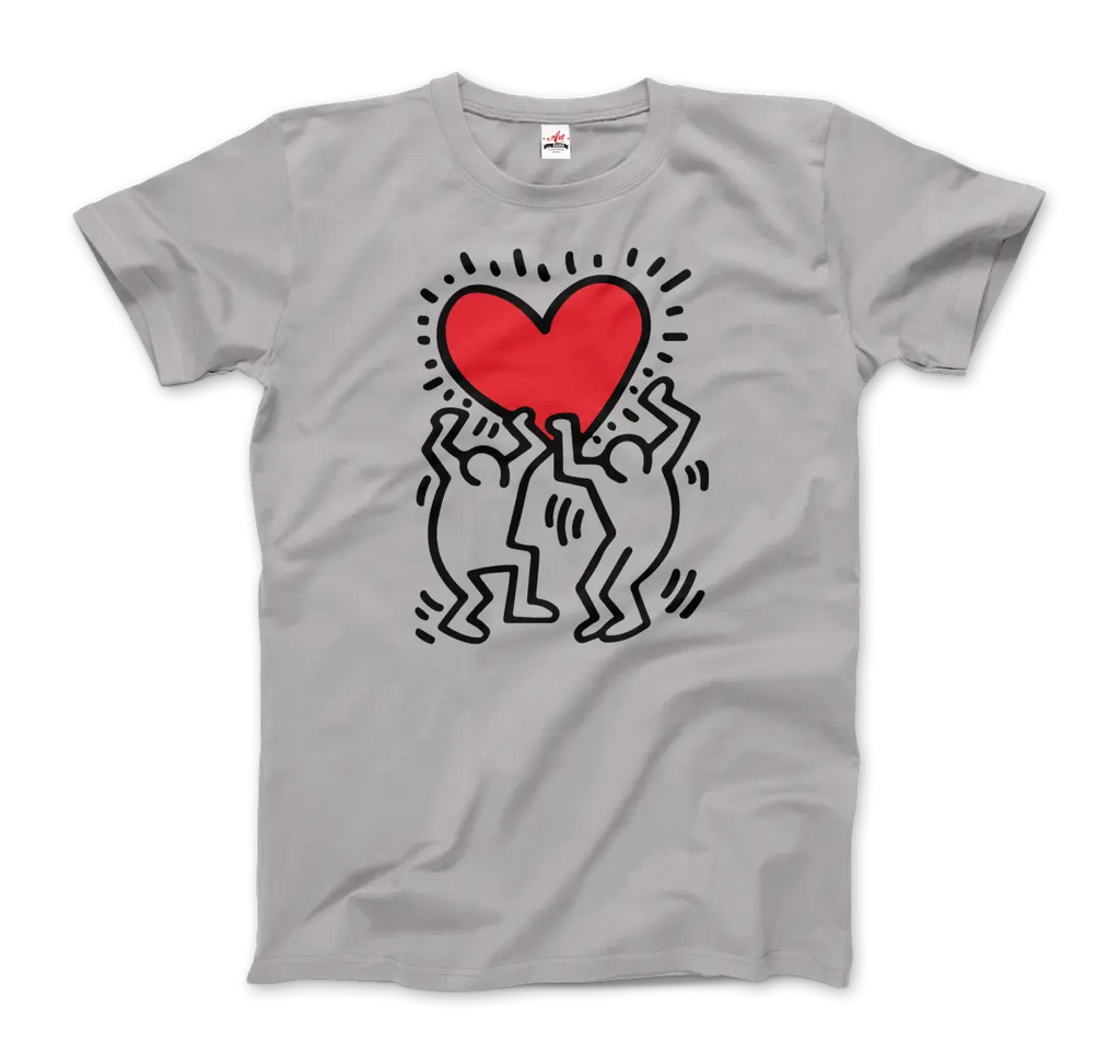Men Holding Heart Icon, Street Art T-Shirt by Art-O-Rama Shop ART-O-RAMA-SHOP