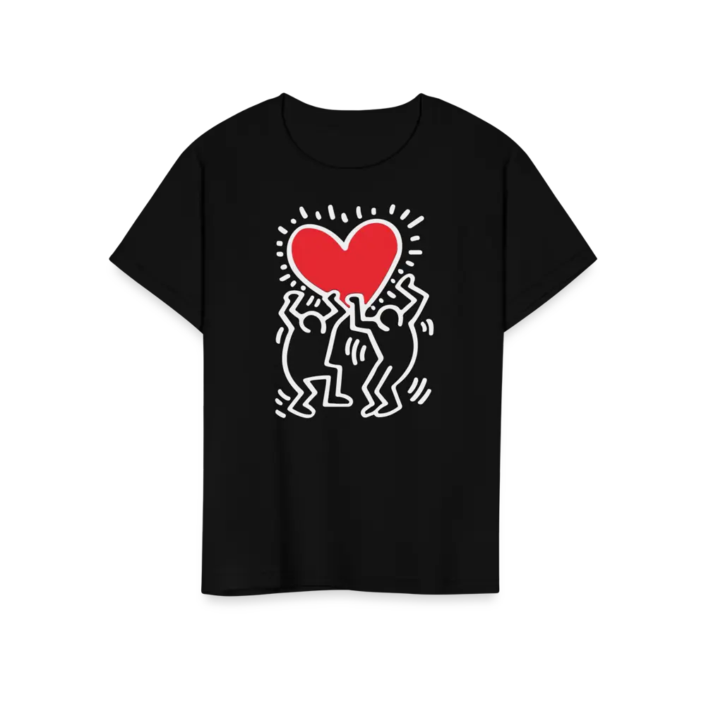 Men Holding Heart Icon, Street Art T-Shirt by Art-O-Rama Shop ART-O-RAMA-SHOP